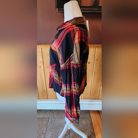 Sanctuary Women's Multicolor Plaid Collared The Cabin Button Up Shirt Size M - Picture 4 of 15